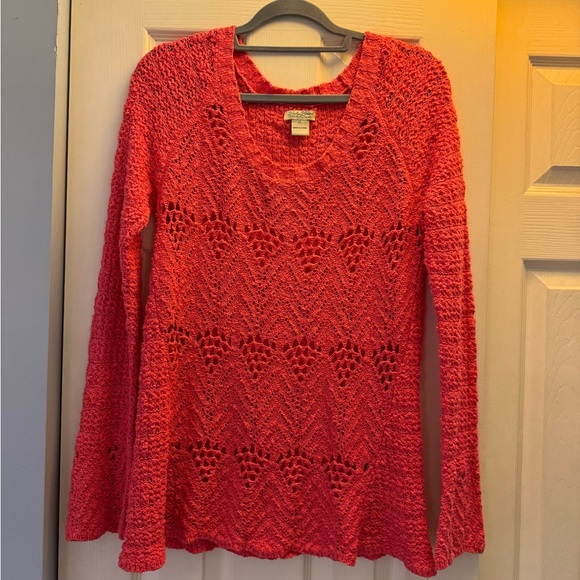 Lucky Brand Boho Detailing Flared Long Sleeve Crocheted Sweater• X-Large - Picture 1 of 7